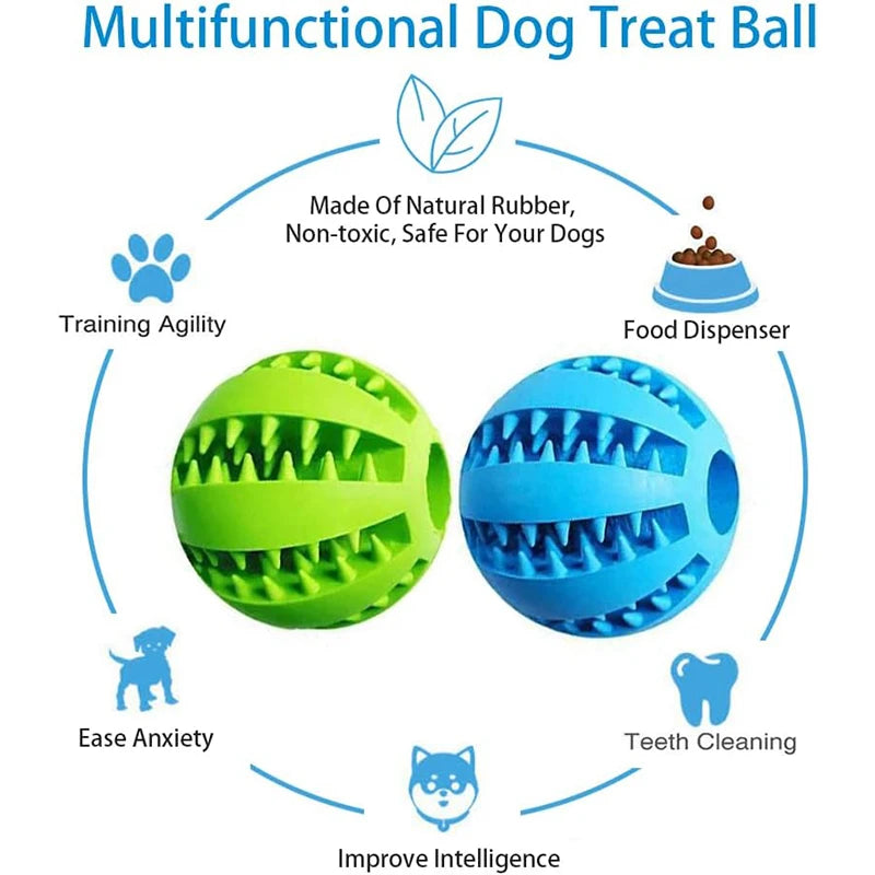 Interactive Rubber Dog Chew Ball – Treat Dispenser & Dental Cleaning Toy for Dogs & Puppies