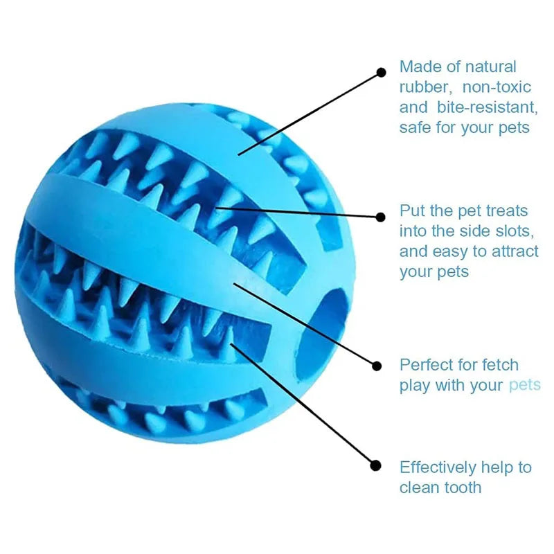 Interactive Rubber Dog Chew Ball – Treat Dispenser & Dental Cleaning Toy for Dogs & Puppies