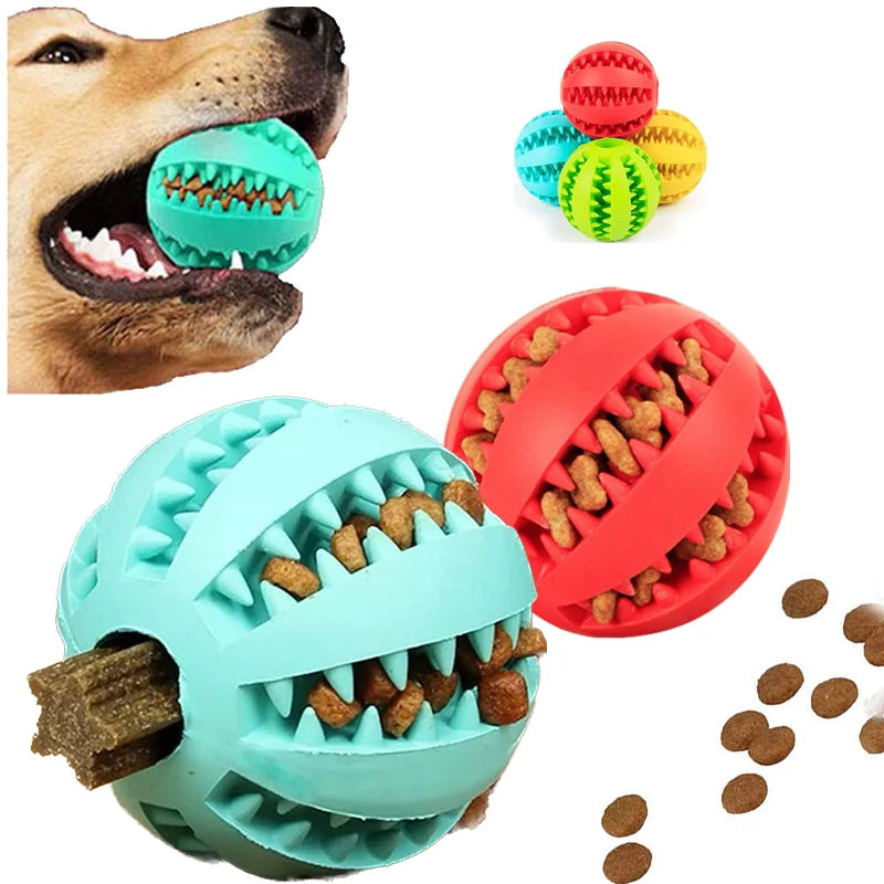 Interactive Rubber Dog Chew Ball – Treat Dispenser & Dental Cleaning Toy for Dogs & Puppies