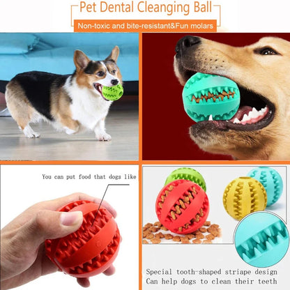 Interactive Rubber Dog Chew Ball – Treat Dispenser & Dental Cleaning Toy for Dogs & Puppies