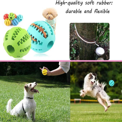 Interactive Rubber Dog Chew Ball – Treat Dispenser & Dental Cleaning Toy for Dogs & Puppies