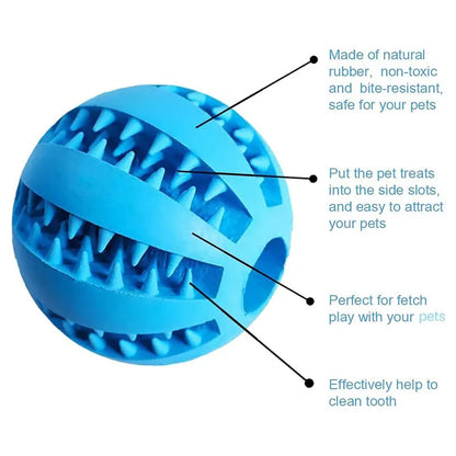 Interactive Rubber Dog Chew Ball – Treat Dispenser & Dental Cleaning Toy for Dogs & Puppies