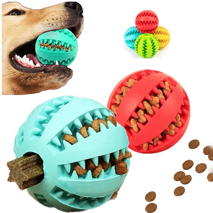 Interactive Rubber Dog Chew Ball – Treat Dispenser & Dental Cleaning Toy for Dogs & Puppies